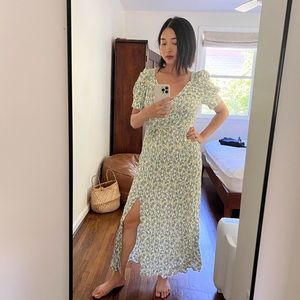 & Other Stories wrapped dress flower print with left split